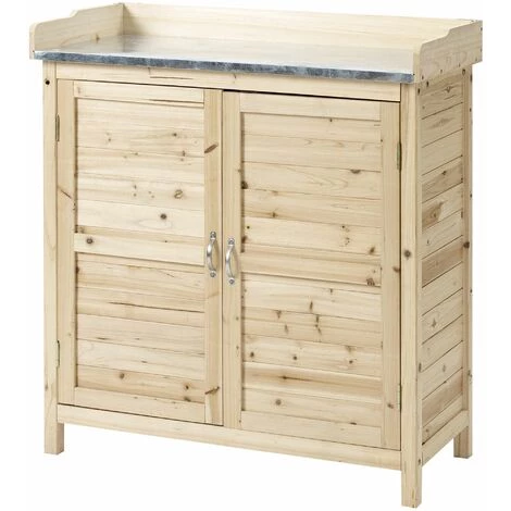 Outsunny Gartenschrank Naturholz 83 X 40 X 92 Cm 1 Outsunny Gartenschrank Naturholz 83 X 40 X 92 Cm