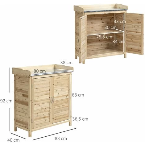 Outsunny Gartenschrank Naturholz 83 X 40 X 92 Cm 3 Outsunny Gartenschrank Naturholz 83 X 40 X 92 Cm – Bild 3
