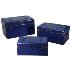 WEBMARKETPOINT Blaues Kunstleder-Kofferset Mit 3 Teilen In Verschiedenen Größen