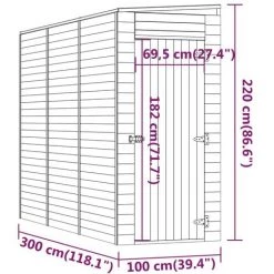 Garten-Lagerschuppen 100x300x220cm Kiefernholz Imprägniert VidaXL -Aufbewahrung im Garten Verkäufe 2022 54125251 3