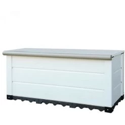 Gartentruhe Mit 230L Fassungsvermögen Gardiun Tuscany Evo 122x47x57 Cm Kunstharzbox Mit Stoßdämpfer Und Boden