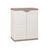PLASTIKEN ARMOIRE UTILITAIRE - ARMOIRE DE RANGEMENT BASSE 2 PORTES BLANC ET BEIGE
