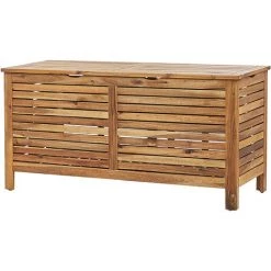 BELIANI Auflagenbox Akazienholz Hellbraun 130 X 64 X 48 Cm Geölte Oberfläche Truhe Für Terrasse, Garten, Balkon Landhausstil Outdoor Möbel