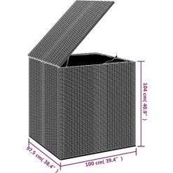 YOUTHUP Garten-Kissenbox PE Rattan 100x97,5x104 Cm Grau -Aufbewahrung im Garten Verkäufe 2022 59801570 5