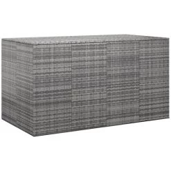 HAPPYSHOPPING Garten-Kissenbox PE Rattan 194x100x103 Cm Grau