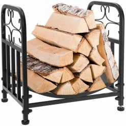 ONEVAN Schmiedeeiserner Holzständer Für Zuhause, Decks Und Terrassen, Hoher Kamin Für Brennholzregale