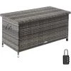 TECTAKE Auflagenbox Kiruna Mit Kunststoffgeflecht, 120x55x61,5cm, 270l - Auflagenbox, Rollbox, Kissenbox