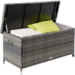 TECTAKE Auflagenbox Kiruna Mit Kunststoffgeflecht, 120x55x61,5cm, 270l - Auflagenbox, Rollbox, Kissenbox -Aufbewahrung im Garten Verkäufe 2022 60103070 3