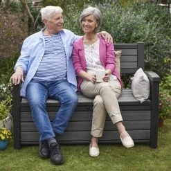 2-Sitzer Gartenbank Mit Stauraum Hudson 227 L Grau Keter -Aufbewahrung im Garten Verkäufe 2022 60391073 5