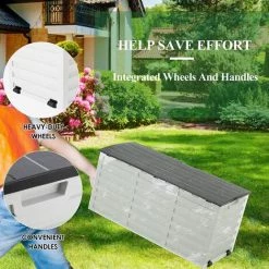 BAMNY 265L Kissenbox Outdoor-Gartenbox, Abschließbar Und Regensicher Outdoor Auflagenbox Gerätebox Aufbewahrungsbox Gerätetruhe Verwendet Für Gartengeräte, Garten- Und Schwimmbadbedarf -Aufbewahrung im Garten Verkäufe 2022 60578039 4