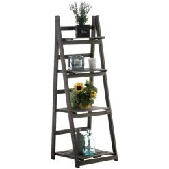 Mila Möbel Treppenregal Frederika - Dunkelbraun