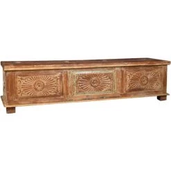 BISCOTTINI Truhe, Koffer, Bank, Behälter, Etui, Antikes Original Aus Teakholz Mit Eingelegtem Finish