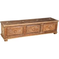 BISCOTTINI Truhe, Koffer, Bank, Behälter, Etui, Antikes Original Aus Teakholz Mit Eingelegtem Finish