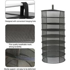 SUPERSELLER 8-stufiger Pflanzen- Und Kräuterkorb, Trocknungsständer Mit Öffnung, Ringförmiges Schwerlast-Trocknungsnetz Zum Aufhängen, Trocknungsnetz Mit 60 Cm Durchmesser, Schwarz -Aufbewahrung im Garten Verkäufe 2022 63690685 3