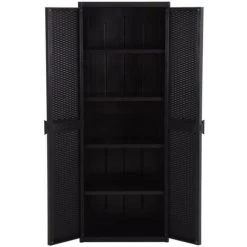 ASUPERMALL Gartenschrank Schwarz 65x45x172 Cm PP Rattan -Aufbewahrung im Garten Verkäufe 2022 64910548 4