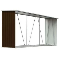 GOFUNILAND 330 X 84 X 152 Cm Brennholzlager Stahl Brennholzregal Kaminholzunterstand Braun