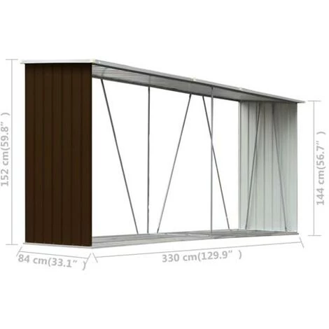 GOFUNILAND 330 X 84 X 152 Cm Brennholzlager Stahl Brennholzregal Kaminholzunterstand Braun 2 GOFUNILAND 330 X 84 X 152 Cm Brennholzlager Stahl Brennholzregal Kaminholzunterstand Braun – Bild 2