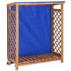 GOFUNILAND 105x38x115 Cm Kaminholzregal Akazie Massivholz