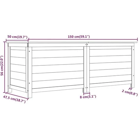 Outdoor-Kissenbox Weiß 150x50x56 Cm Massivholz Tanne VidaXL 3 Outdoor-Kissenbox Weiß 150x50x56 Cm Massivholz Tanne VidaXL – Bild 3