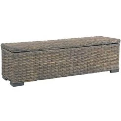 FIMEI Aufbewahrungsbox 120 Cm Grau Kubu-Rattan Und Massivholz Mango