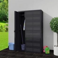 FIMEI Gartenschrank Mit 4 Regalen Schwarz