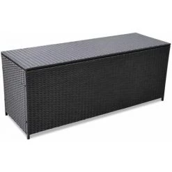 Topdeal Garden-Auflagenbox Schwarz 150x50x60 Cm Poly Rattan VDFF27520_DE