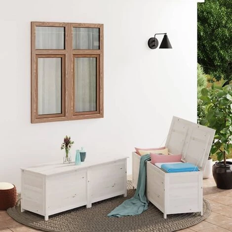 Outdoor-Kissenbox Weiß 200x50x56 Cm Massivholz Tanne VidaXL 2 Outdoor-Kissenbox Weiß 200x50x56 Cm Massivholz Tanne VidaXL – Bild 2