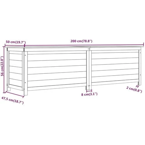 Outdoor-Kissenbox Weiß 200x50x56 Cm Massivholz Tanne VidaXL 3 Outdoor-Kissenbox Weiß 200x50x56 Cm Massivholz Tanne VidaXL – Bild 3