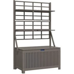 Truhe Mit Rankgitter Grau 99x50x160 Cm Massivholz Akazie VidaXL