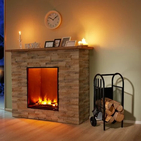 TECTAKE Kaminholzwagen Mit Schaufel, Schürhaken Und Besen - Kaminbesteck, Holzkorb, Ofenbesteck 2 TECTAKE Kaminholzwagen Mit Schaufel, Schürhaken Und Besen - Kaminbesteck, Holzkorb, Ofenbesteck – Bild 2