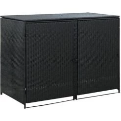 Mülltonnenbox Für 2 Tonnen Poly Rattan Schwarz 148x80x111 Cm VidaXL