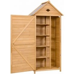 COSTWAY Holz Geraetehaus Geraeteschuppen Geraeteschrank Holzgeraetehaus Gartenschrank Gartenhaus Holzschuppen Gartenschuppen Mit Satteldach Inkl. Riegelverschluss 177x80x45cm