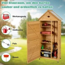 COSTWAY Holz Geraetehaus Geraeteschuppen Geraeteschrank Holzgeraetehaus Gartenschrank Gartenhaus Holzschuppen Gartenschuppen Mit Satteldach Inkl. Riegelverschluss 177x80x45cm -Aufbewahrung im Garten Verkäufe 2022 8883965 4